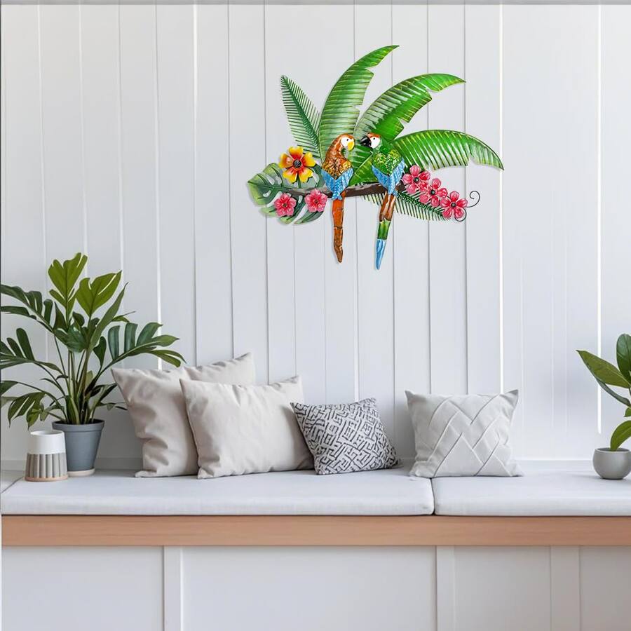 Fabibe Parrots Wall Decor Large Outdoor Metal Bird Art For Patio ...