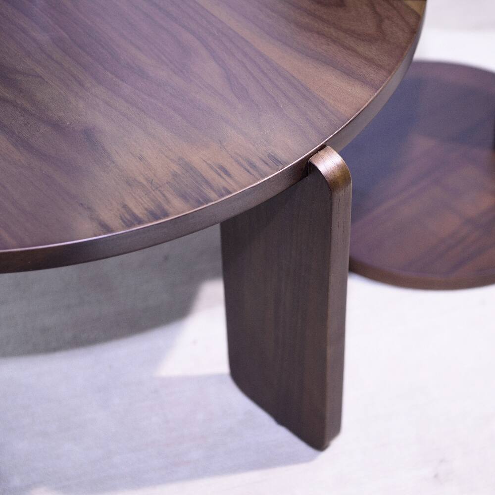 Alt View 6. Loheer - Loheer Nesting Coffee Table Set of 2 Round Walnut Veneer Wood End Table for Living Room - Walnut.