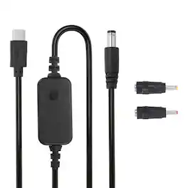Unique Bargains - USB-C to DC PD Adapter w/ 2 Tips, 5V-20V PD Trigger Cable for Router, Laptop, Speaker - Black