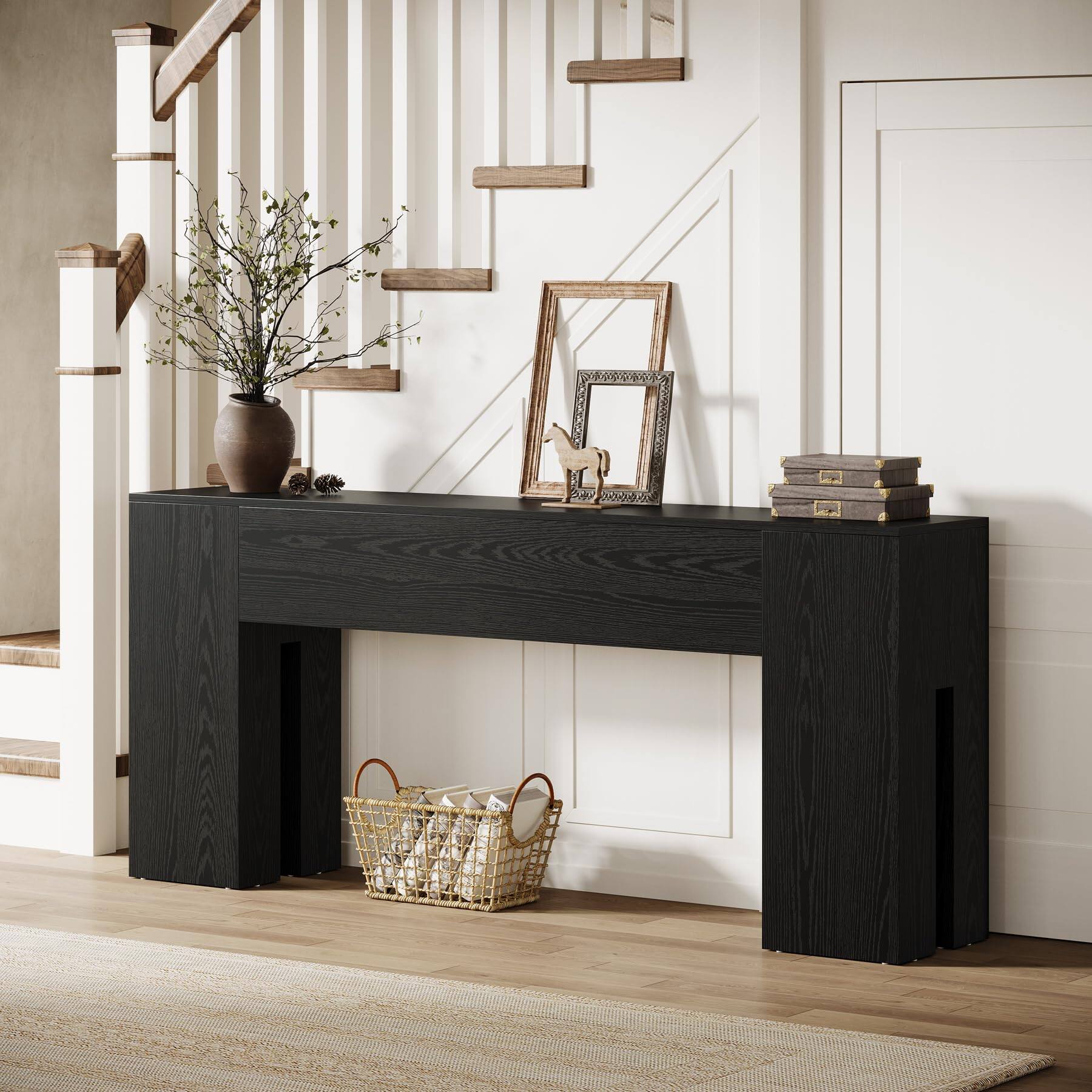 Alt View 3. Tribesigns - 71-Inch Long Console Table for Entryway, Farmhouse Sofa Console - Black.