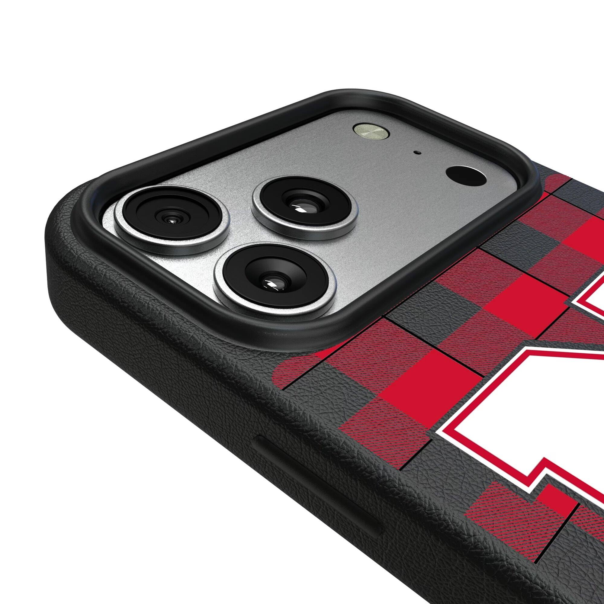 Alt View 2. Keyscaper - Nebraska Huskers Plaid Magnetic Bump iPhone Case - 15 - Black.
