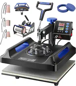 Glintex - 15"x15" 8-in-1 Heat Press Machine, Swing-Away Digital Control, Sublimation for T-Shirts, Hats, Mugs, Plates & Crafts