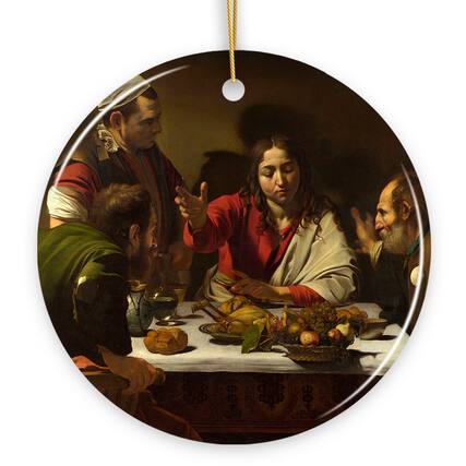 Front. OrnamentallyYou - Caravaggio Supper at Emmaus Ornament Famous Painting Christmas Decoration Souvenir - Multi-colored.