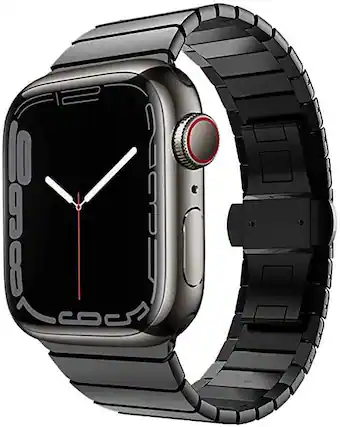 Front. Worryfree Gadgets - Worryfree Gadgets Stainless Steel Band for Apple Watch Ultra 49mm for Men Women - Black - Black.