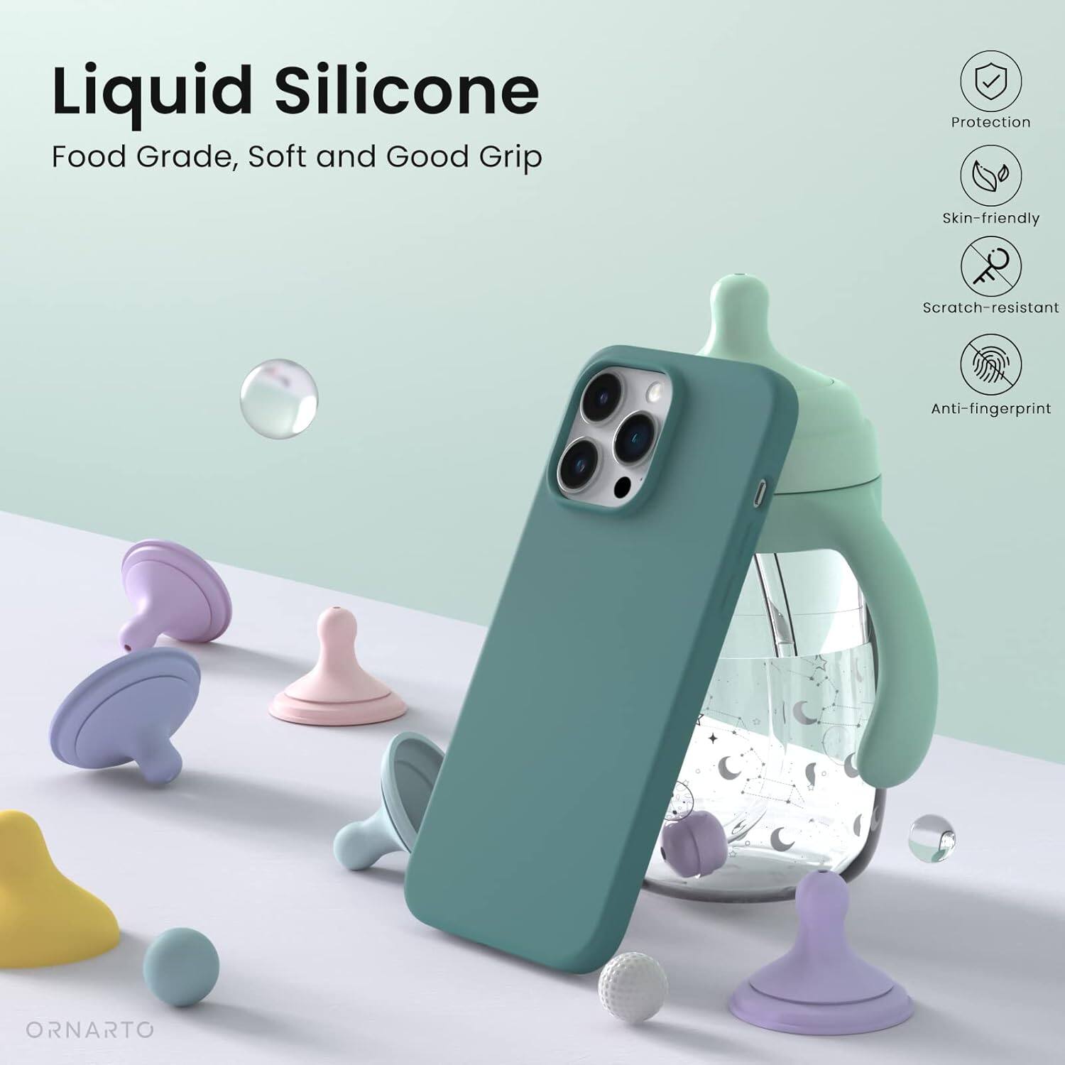 Liquid Silicone, Food Grade, Soft and Good Grip, Protection, Skin-friendly, Scratch-resistant, Anti-fingerprint, E ORNARTO