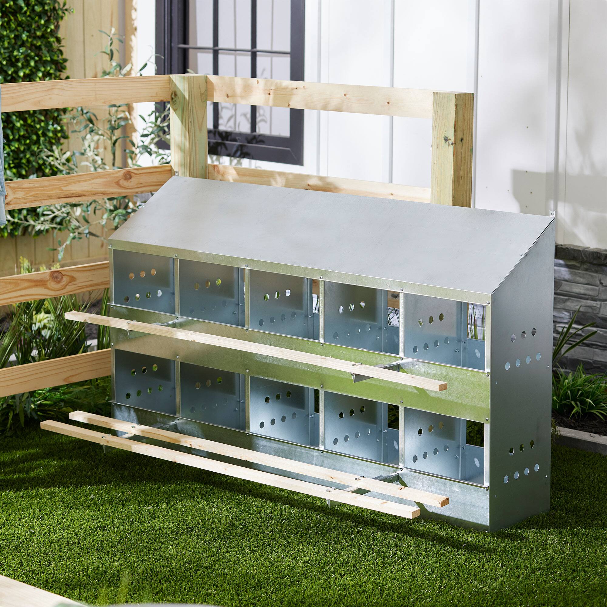 Alt View 2. Brower - Brower 410B Galvanized Steel 10 Hole 50 Bird Poultry Nest Chicken Brooding Box.