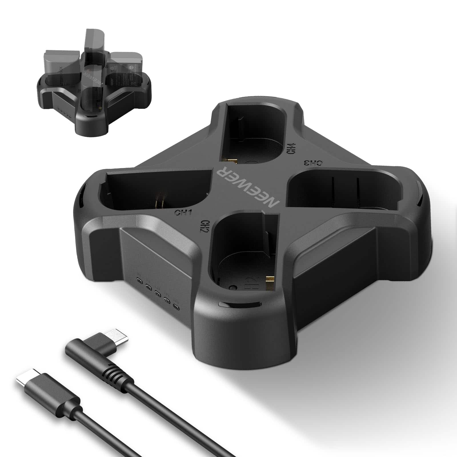 Neewer - 4-Channel LP-E6 Series Charger, 45W PD Fast Charging, NW-P4 - Black