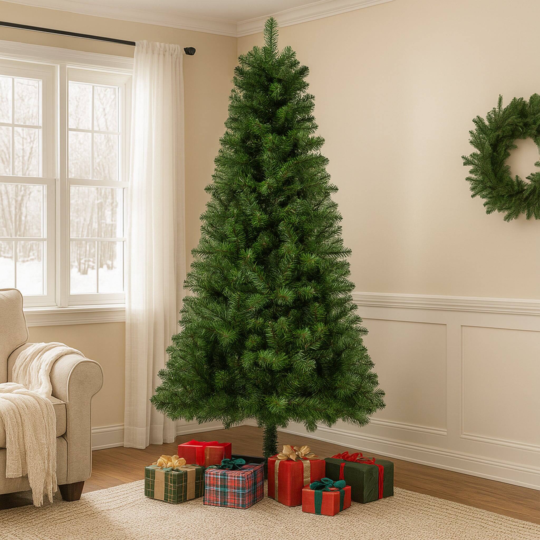 Alt View 4. BreeBe - 6FT Hinged Unlit Artificial Christmas Tree with 582 Tips - Green.