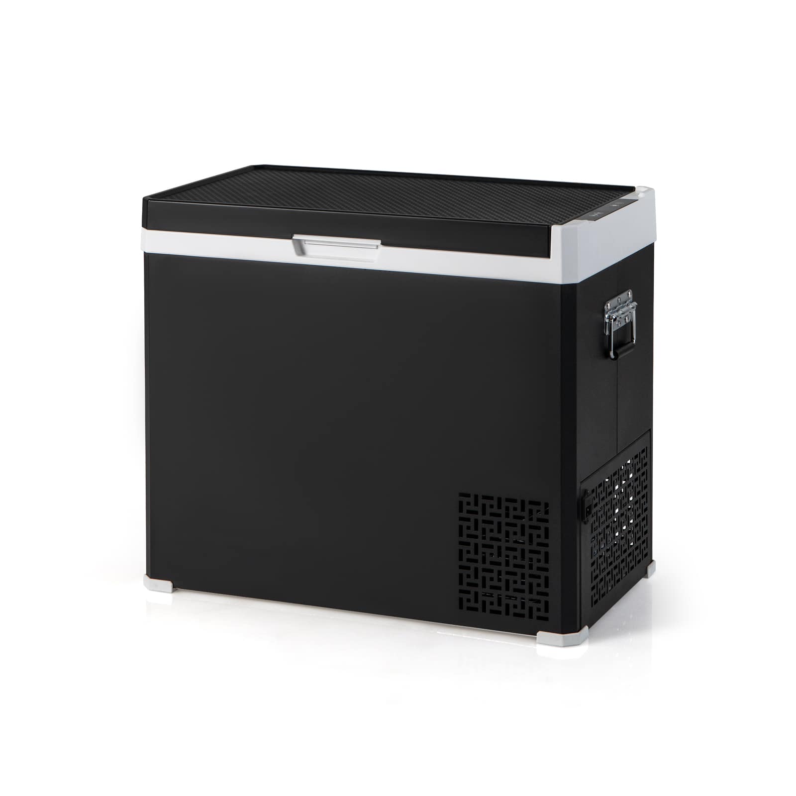 Ecooso - 53QT Portable Dual Zone 12V Car Refrigerator Compressor Fridge Freezer for Vehicles Camping Travel - Black