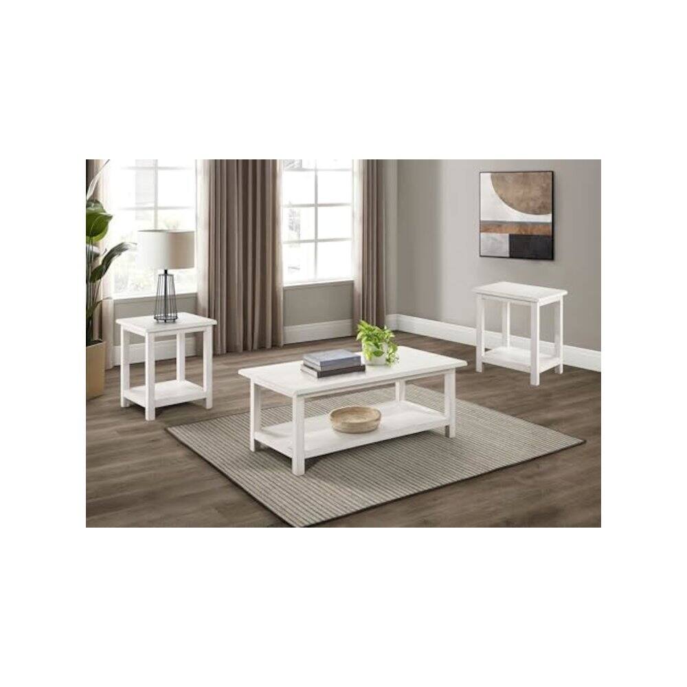 Alt View 1. Coaster Co. of America - Payne 3-piece Coffee and End Table Set Distressed White - White.