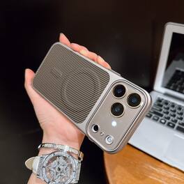 Dteck - Magnetic Carbon Fiber Texture Case for Apple iPhone 17 Pro Max Slim Shockproof Hybrid Cover with Built-in Lens Protector - Gray