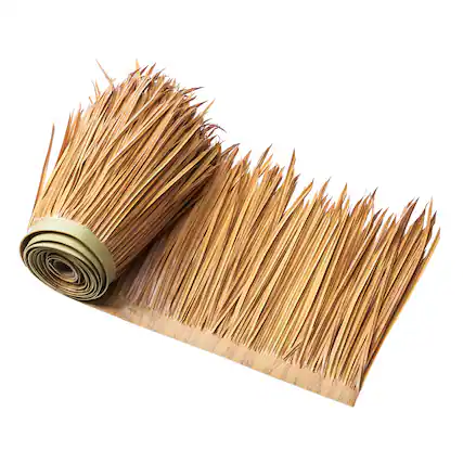 Front. VEVOR - Artificial Thatch Grass Roof, 1.3 x3.2 ft Mexican Style Tiki Bar Hut Skirt Thatch Roofing Roll - Yellow.