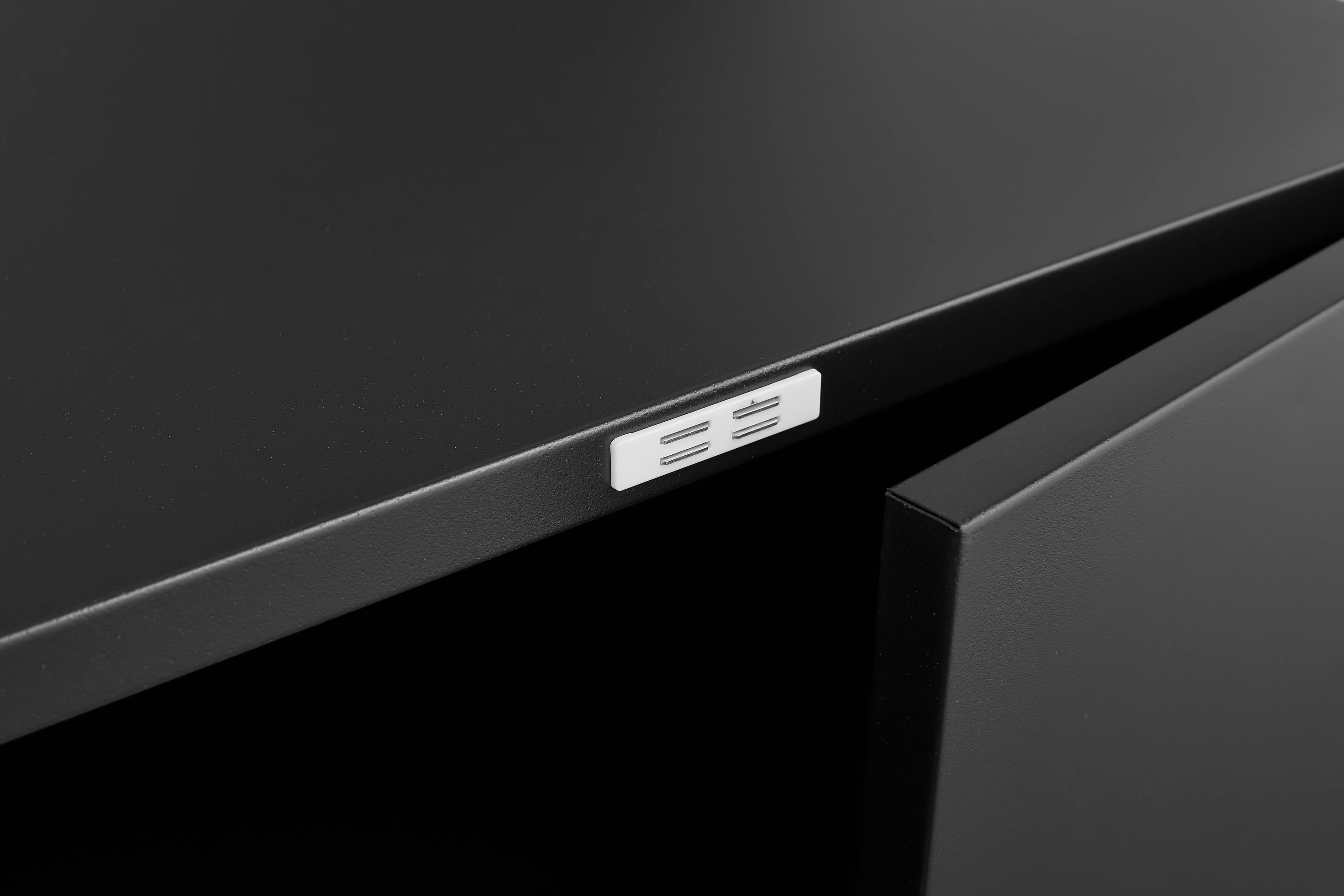 Alt View 2. Dexmalle - Dexmalle-Metal Double-Door Printer Cabinet with Wheels and Adjustable Shelves-Black.