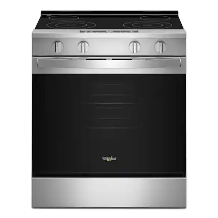 Front. Whirlpool - 5.3 Cu. Ft. Slide-In Electric Range with No Preheat and Slow Cook Modes - Stainless Steel.