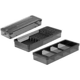 OU - In-Drawer Silverware and Utensils Organizer Set – Knife & Utensil Holder, Wrap Roll Dispenser - Black
