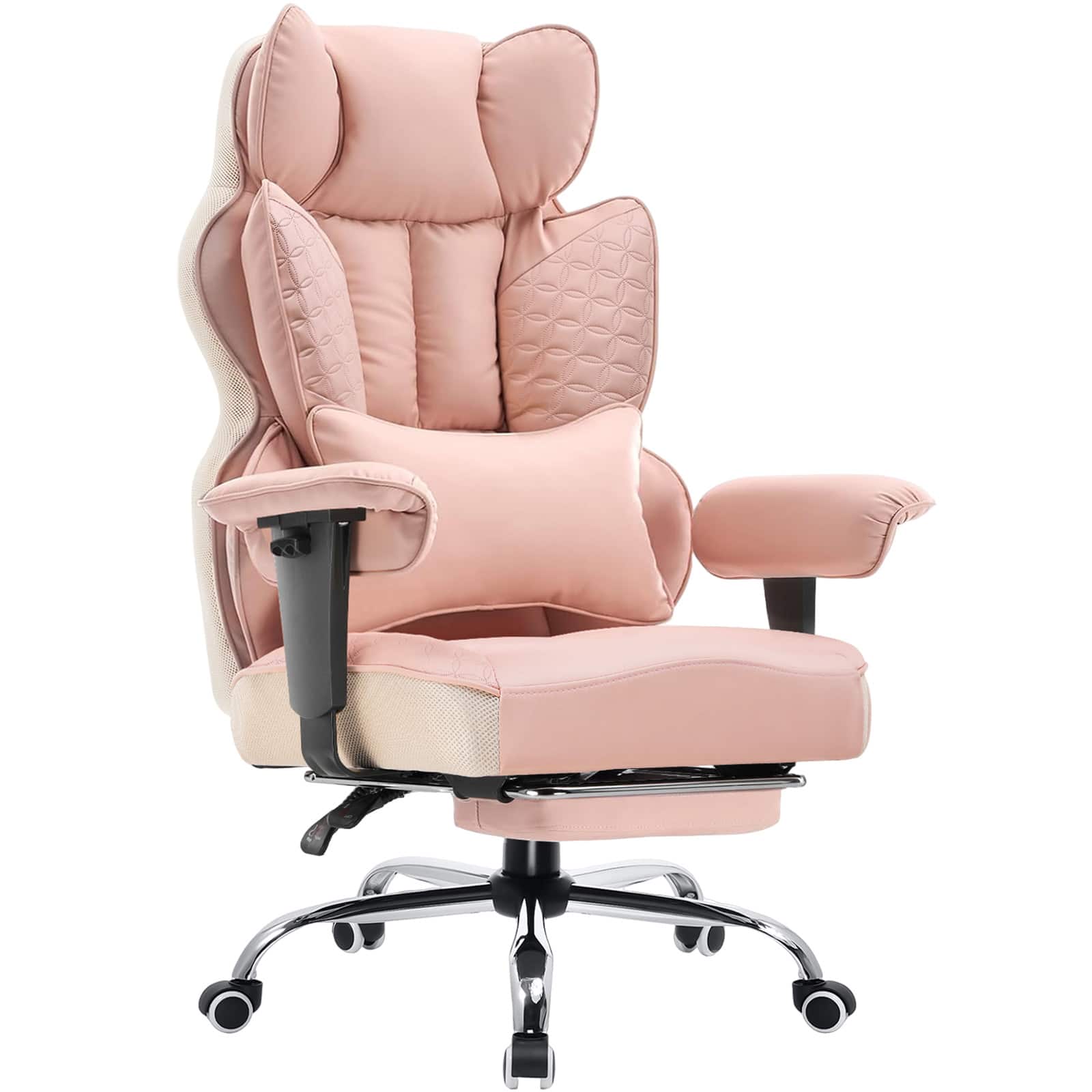 Front. GTPlayer - 400lbs Heavy Duty Gaming Chair Faux Leather Deluxe Embossing Computer Chair,Pink - Pink.