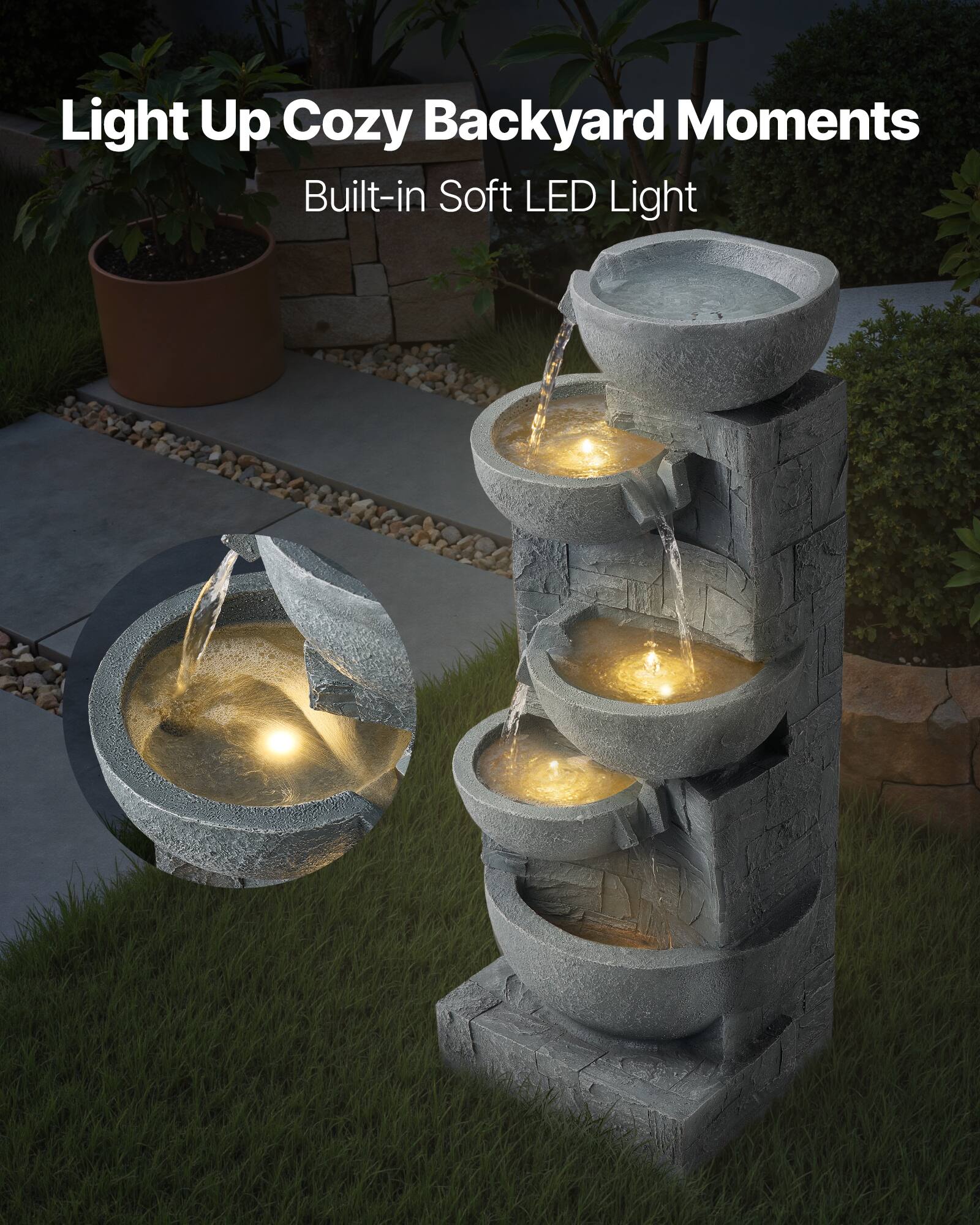 Light Up Cozy Backyard Moments  
Built-in Soft LED Light