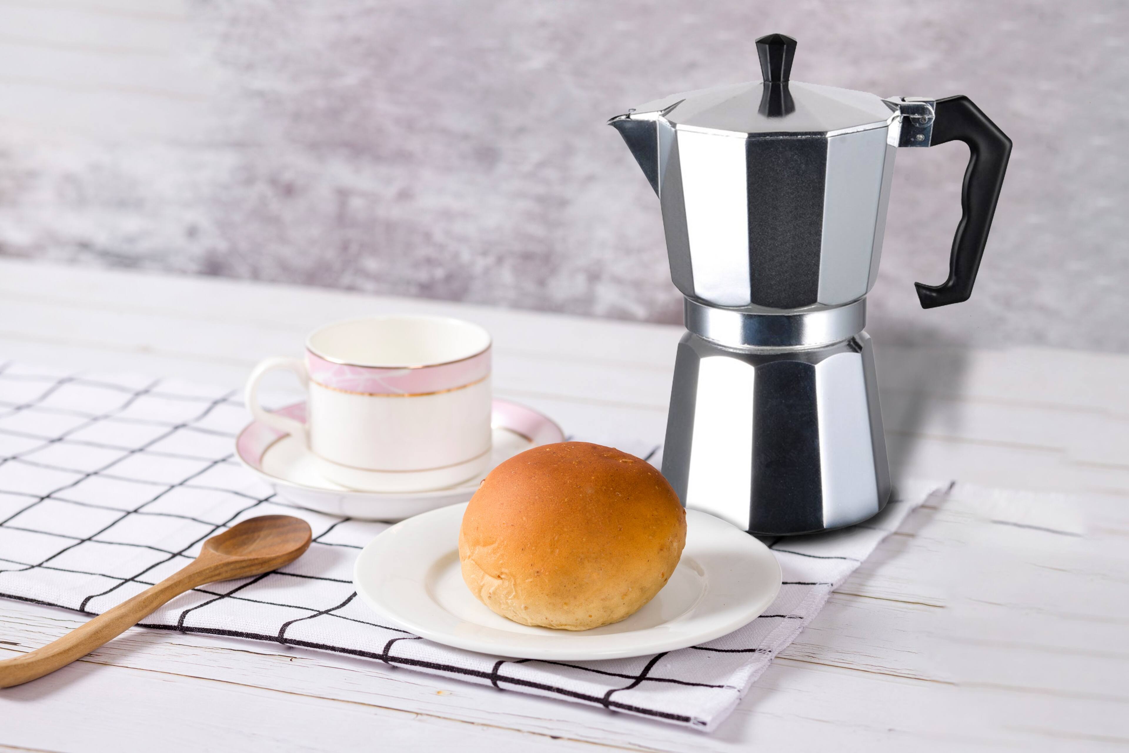 Alt View 2. J&V TEXTILES - Aluminum Coffee Maker - Silver.