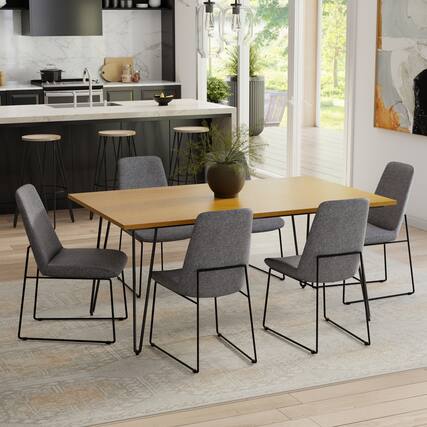 Front. Simpli Home - Corina / Hunter 7-Piece Dining Set - Grey.