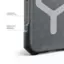 The image shows a close-up of a cell phone case with a UaG logo. The case is made of 50% recycled materials and is co-molded for construction. The case is designed to protect the phone and is made with durable materials.