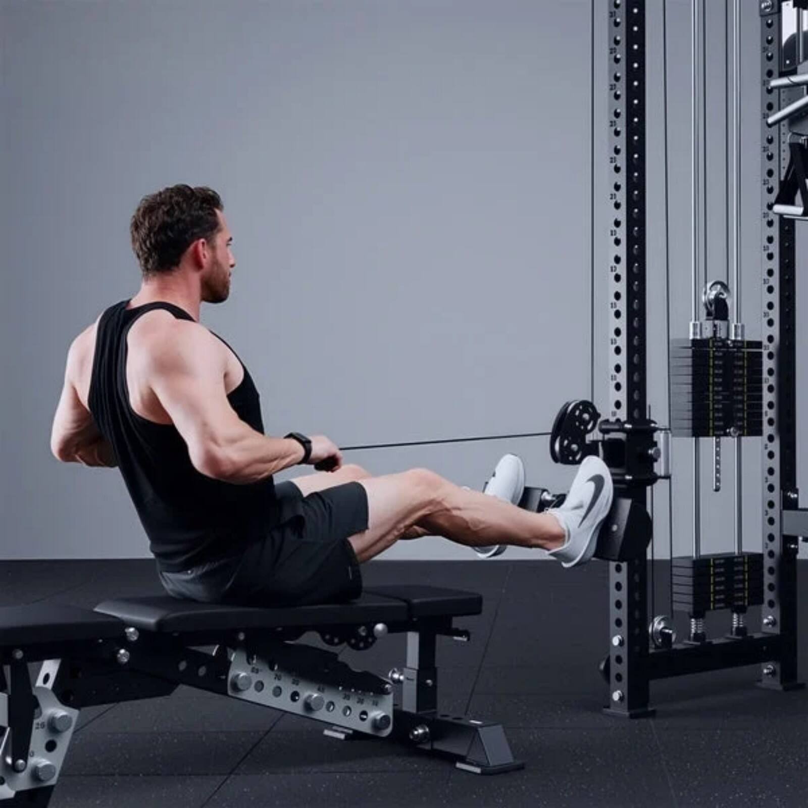 Alt View 6. Mikolo - ANUBIS Power Cage, All-in-One Power Rack Cage, 2000LBS Power Cage Squat Rack, Dual Pulley Cable Crossover System - Black.