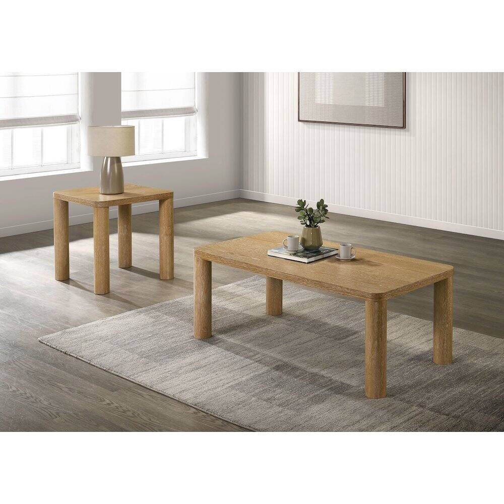 Angle. Coaster Co. of America - Castlewood 2-piece Cocktail Coffee Table Set Light Oak - Light Oak.