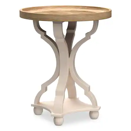 Front. COZAYH - COZAYH Round Rustic Wooden Accent Tray Top Nightstand Side Table, White Legs - Wood, White.