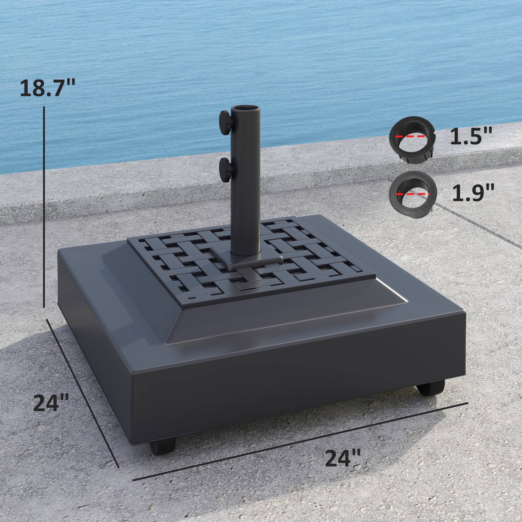 18.7", 1.5", 1.9", 24", 24"