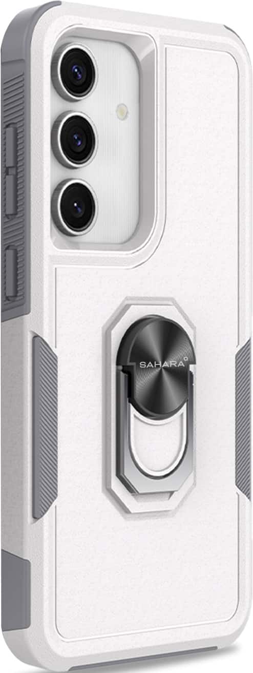 Angle. SaharaCase - Raider Series Heavy Duty Case for Samsung Galaxy S25 - Fossil White.