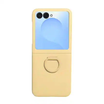 Front. Dteck - for Samsung Galaxy Z Flip7 Case,Matte Hard PC Cover with Built-in Grip Ring,Shockproof Slim Phone Cover - Yellow.