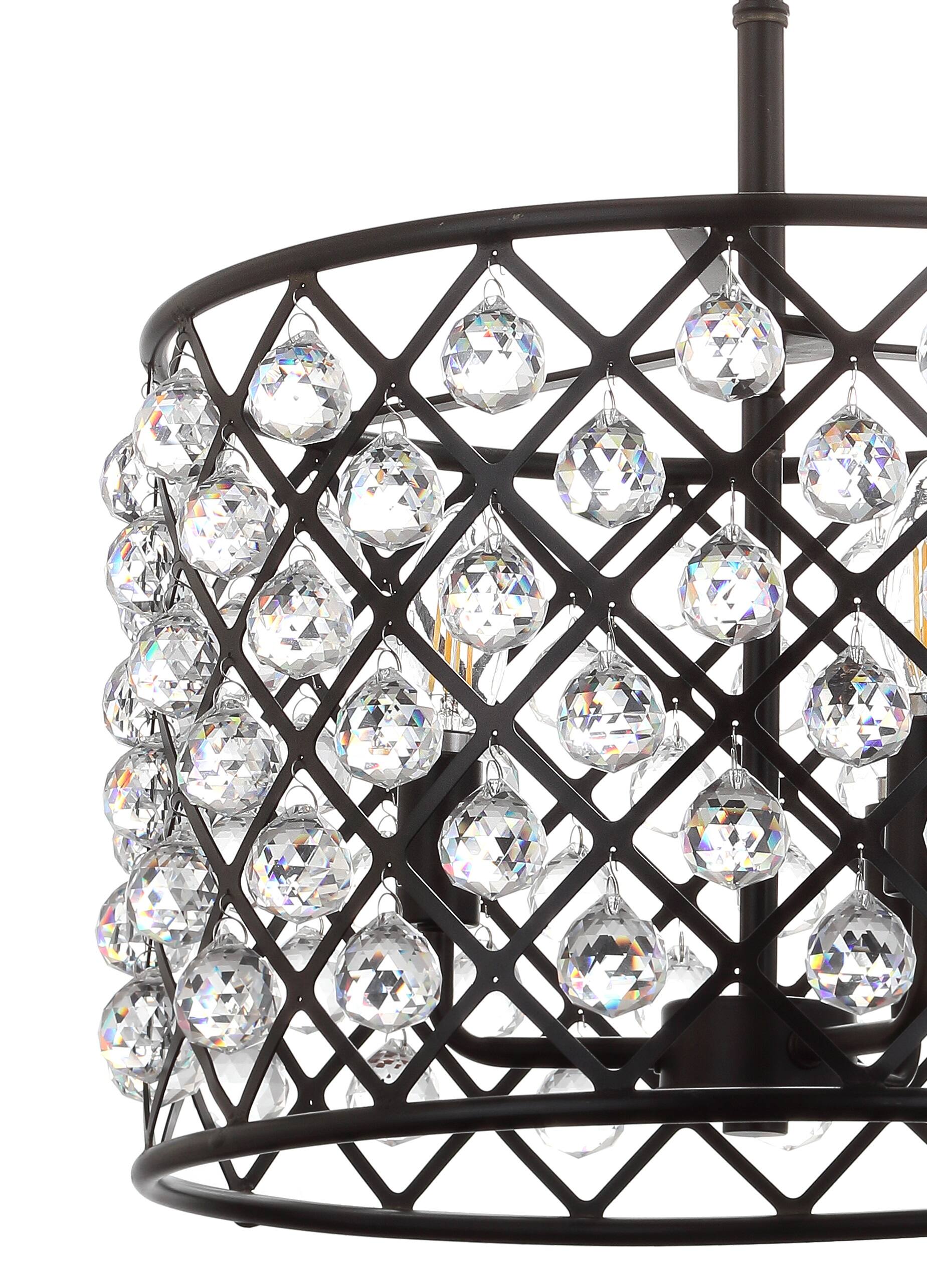 Alt View 3. Jonathan Y - Gabrielle 16" Crystal/Metal LED Pendant, Oil-Rubbed Bronze - Oil Rubbed Bronze.