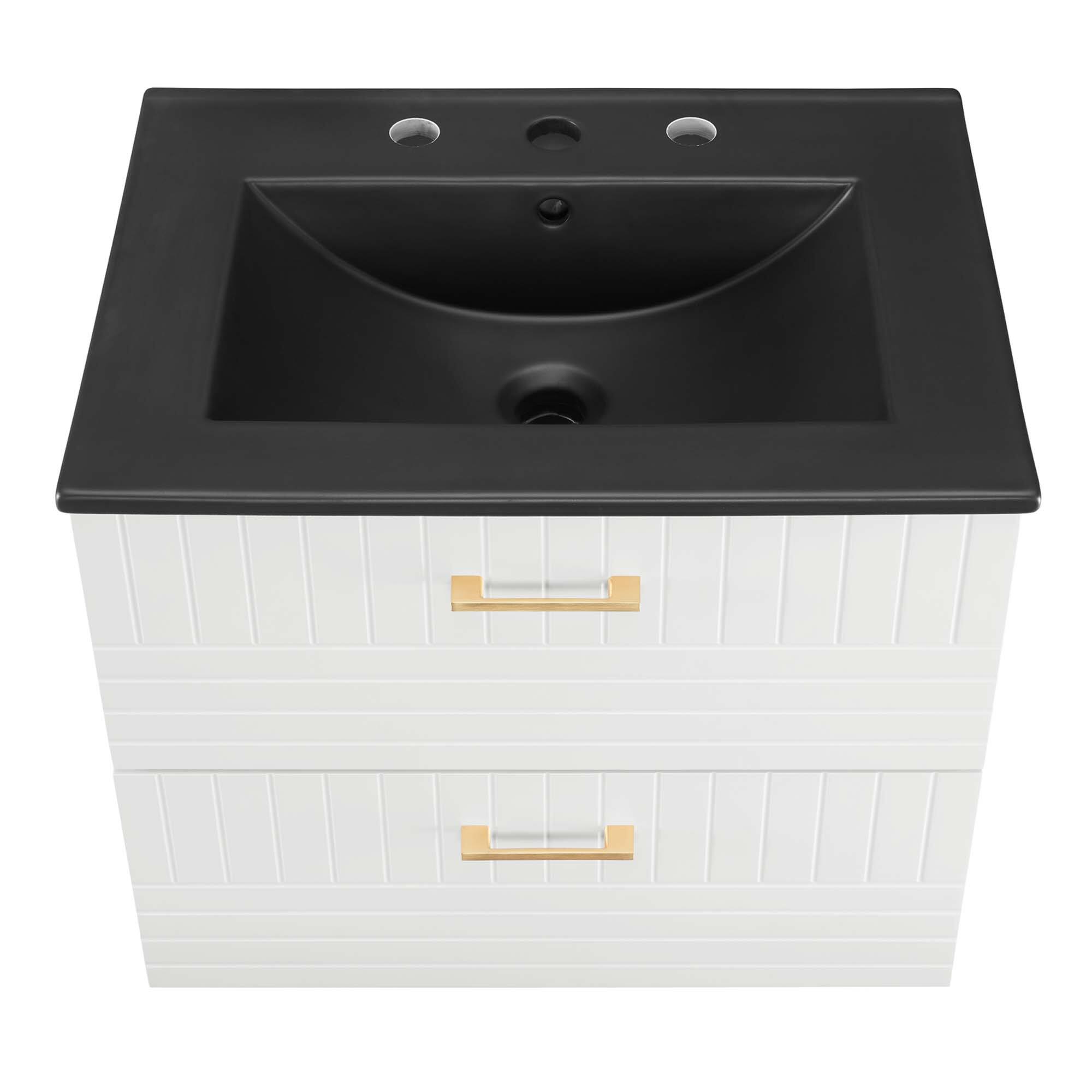 Alt View 4. Modway - Daybreak Wall-Mount Bathroom Vanity Basin Included by Modway - White Black.