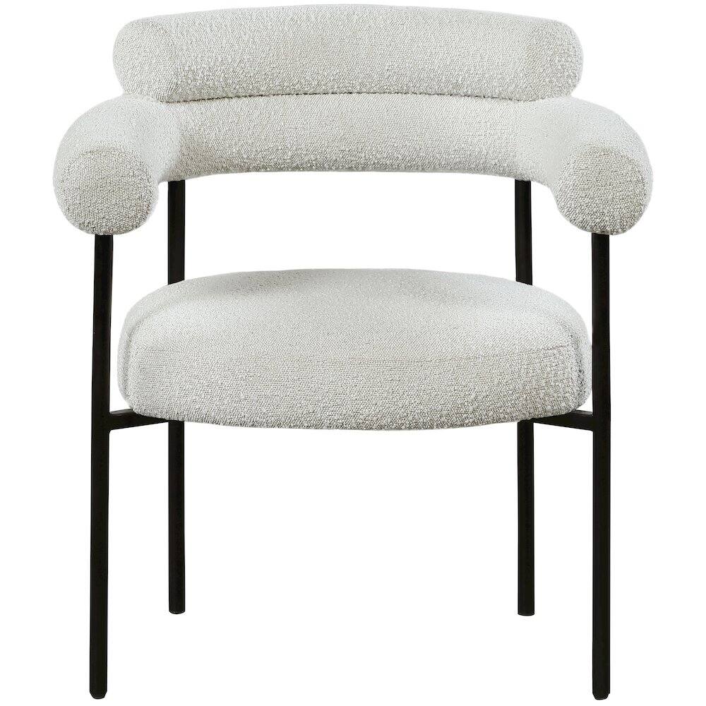 Alt View 2. Meridian Furniture - Blake Cream Boucle Fabric Dining Chair, Set of 2 - Beige.