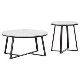 Coaster Co. of America - Hugo 2-piece Coffee and End Table Set - White Faux Marble
