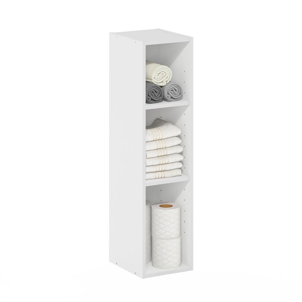 Back. Furinno - FULDA Book Shelf, 3-Tier Narrow Storage Cabinet, Bookcase with 8-In Width Storage Shelf, 9.3 x 7.9 x 31.5 - White.