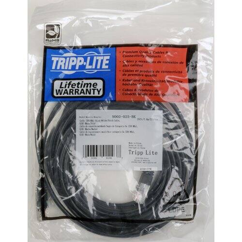 RoHS Premium Quality Cables & Connectivity Products  
Cables et produits de connectivité de première qualité  
Kabel und Konnektivität  
Lifetime highest quality  
Cabos & Produtos de Conectividade de Alta Qualidade  
Cables & Connectivity Products  
TRIPP-LITE  
Lifetime WARRANTY  
N002-025-BK  
2238