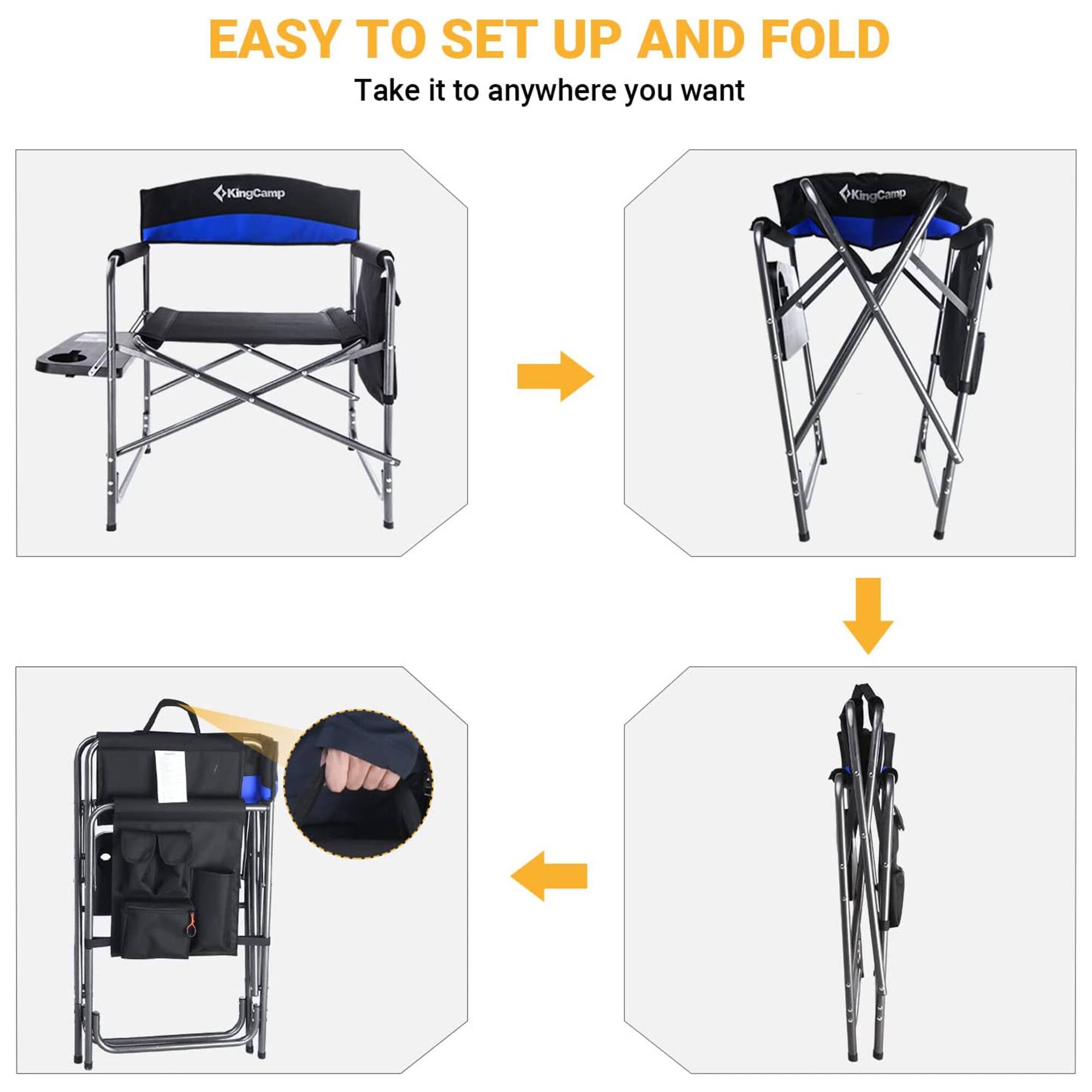 EASY TO SET UP AND FOLD  
Take it to anywhere you want  
KingCamp