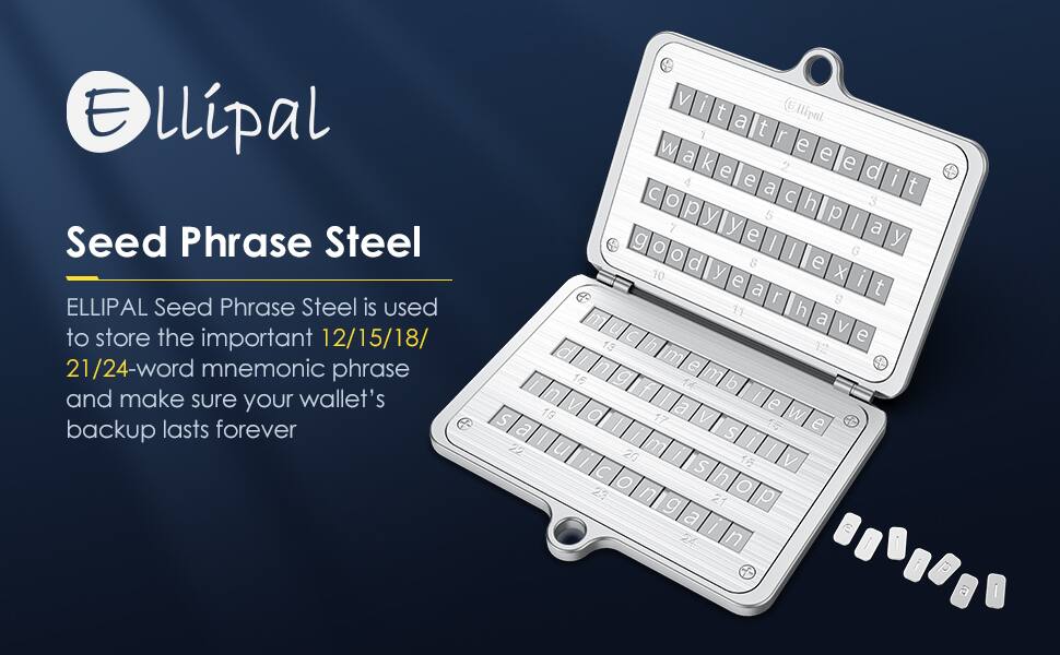 Ellipal Seed Phrase Steel

ELLIPAL Seed Phrase Steel is used to store the important 12/15/18/21/24-word mnemonic phrase and make sure your wallet's backup lasts forever.
