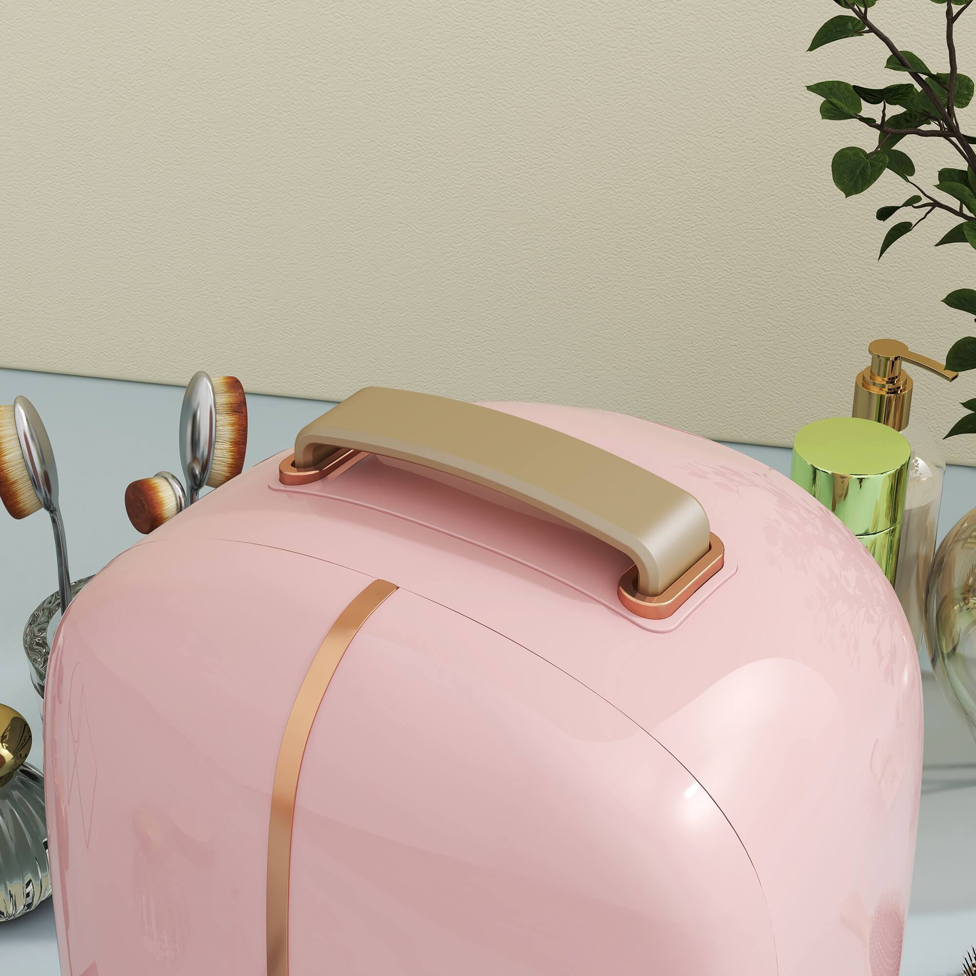 Alt View 4. Homcom - Portable Skincare Fridge with LED Display, 12L Mini Fridge for Beauty, Makeup and Cosmetics - Pink.