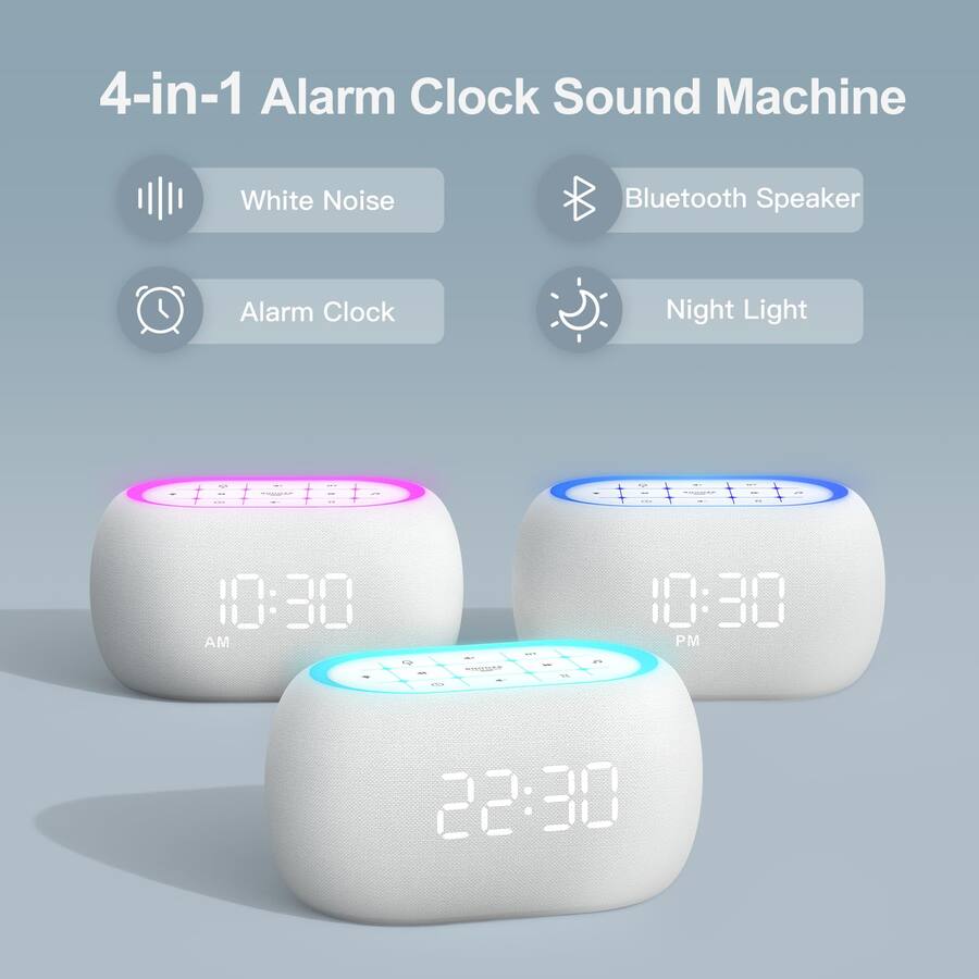 Cozy Serene Night Light Alarm Bedroom Light Clock White Noise Sound ...