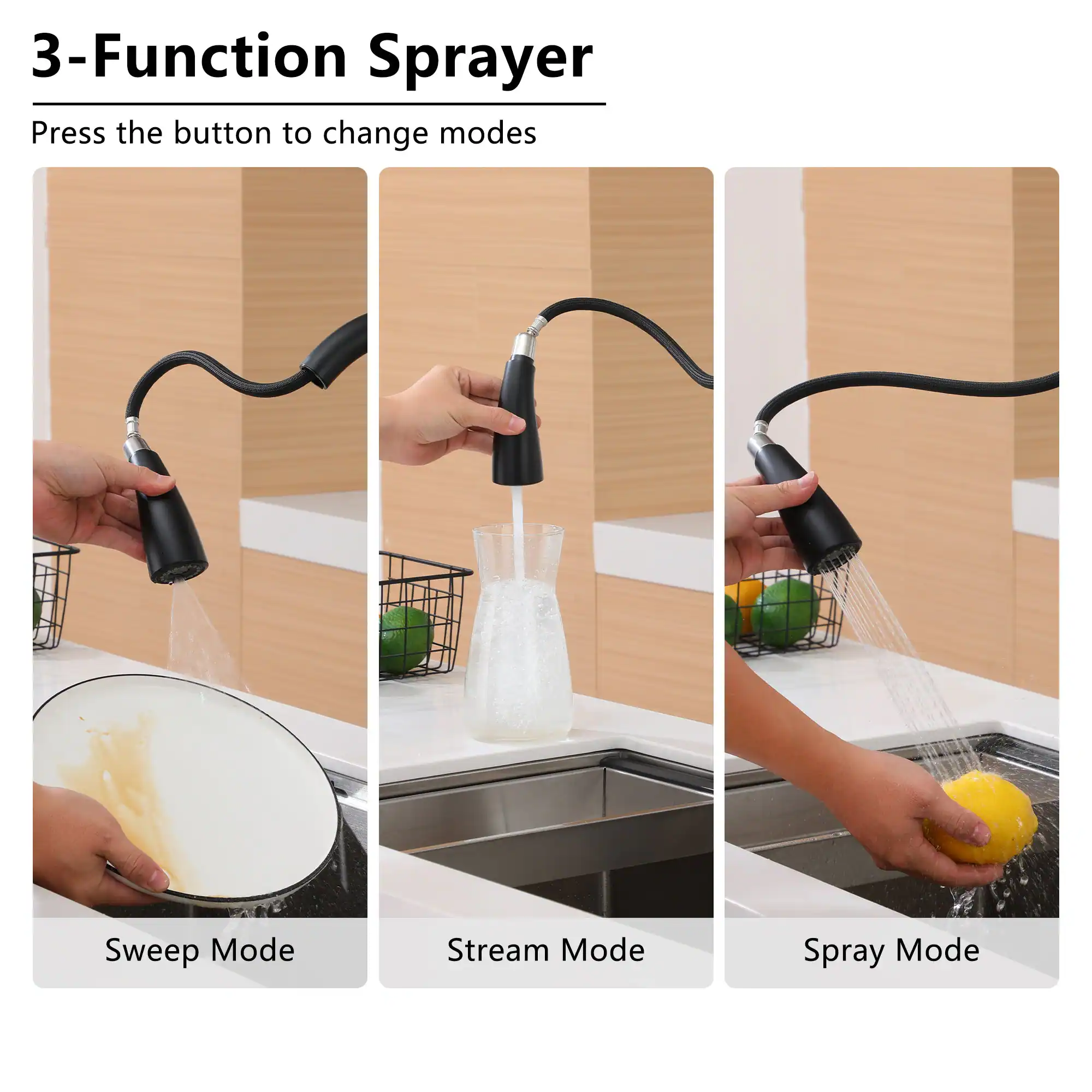 3-Function Sprayer
Press the button to change modes
Sweep Mode
Stream Mode
Spray Mode