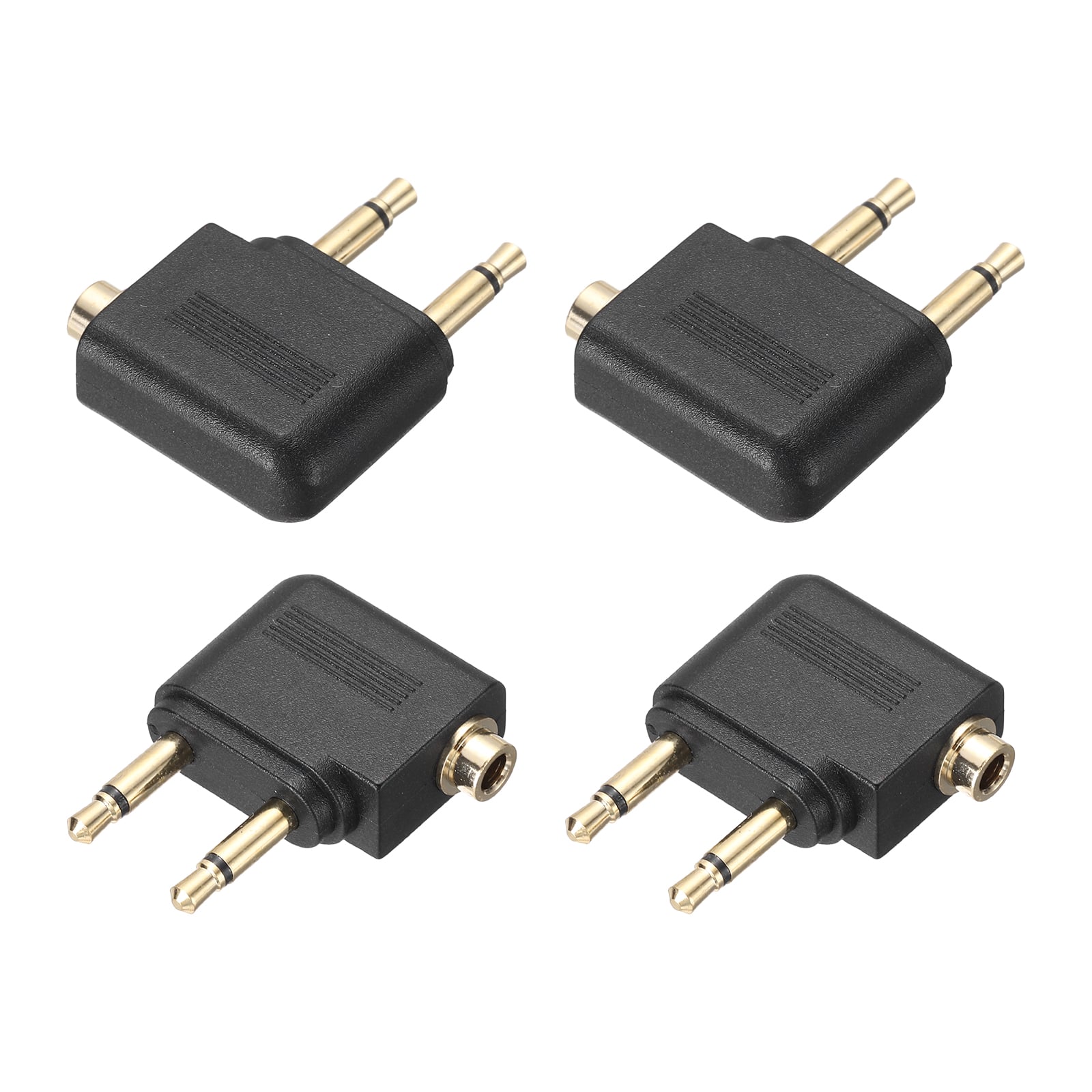 Unique Bargains - 4pcs 2x3.5mm M to 3.5mm F Connector Zn Alloy Ni Plated Stereo TRS for Audio/HP/Spkr/Player/Video Rcvr, /Copper - Black
