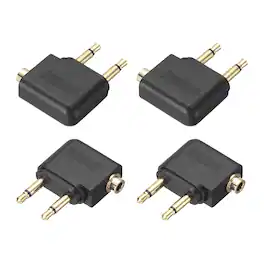 Unique Bargains - 4pcs 2x3.5mm M to 3.5mm F Connector Zn Alloy Ni Plated Stereo TRS for Audio/HP/Spkr/Player/Video Rcvr, Copper - Black
