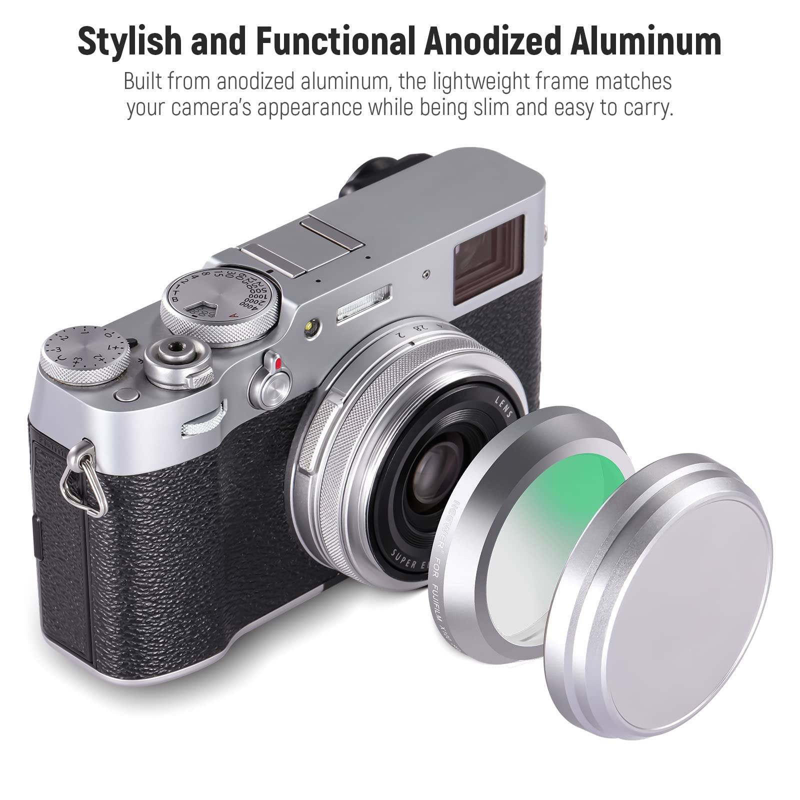 Stylish and Functional Anodized Aluminum

Built from anodized aluminum, the lightweight frame matches your camera's appearance while being slim and easy to carry.