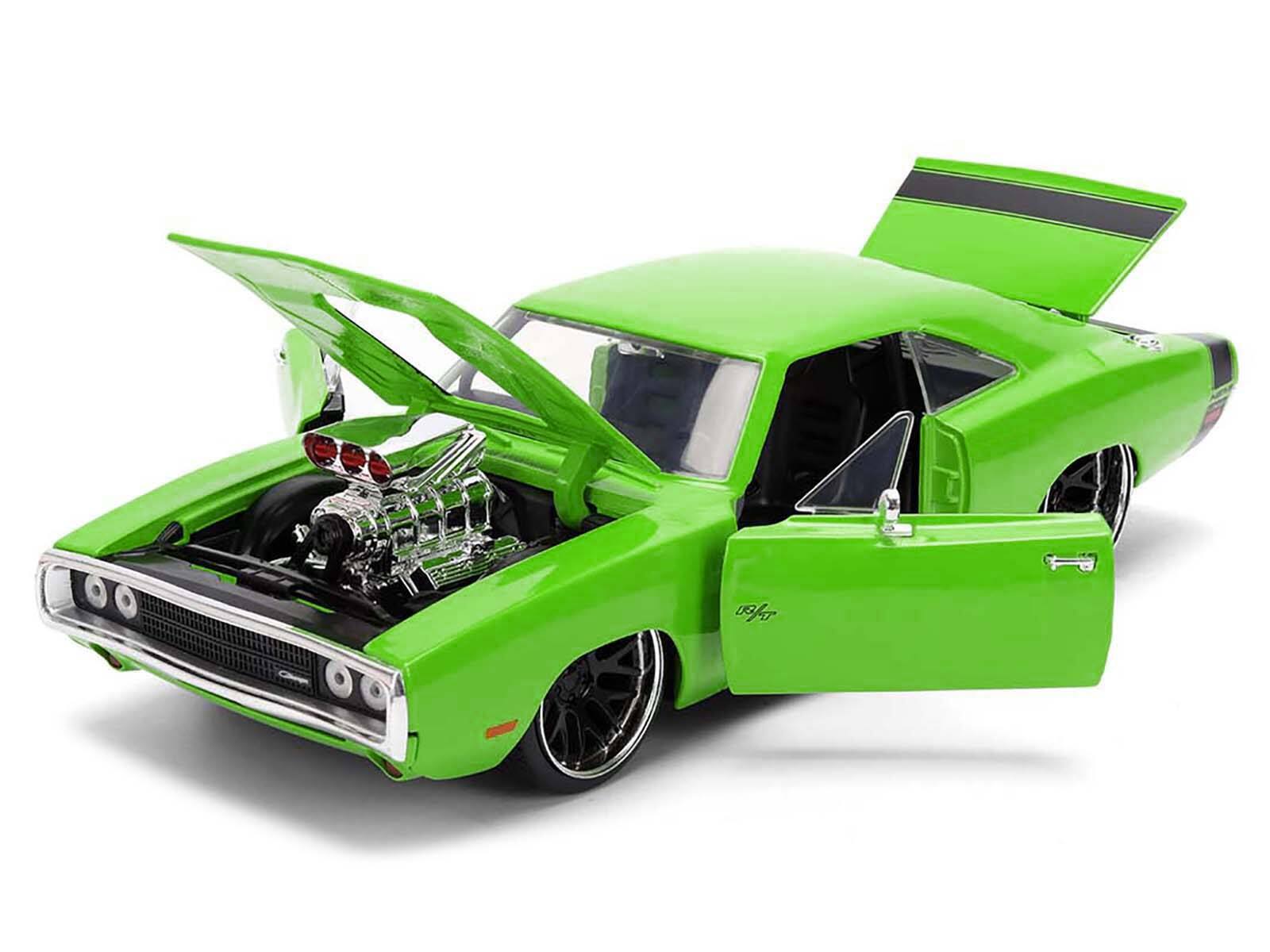 Alt View 1. Jada - 1970 Dodge Charger R/T Bright Green with Black Tail Stripe "Bigtime Muscle" Series 1/24 Diecast Model Car by Jada - Multicolor.