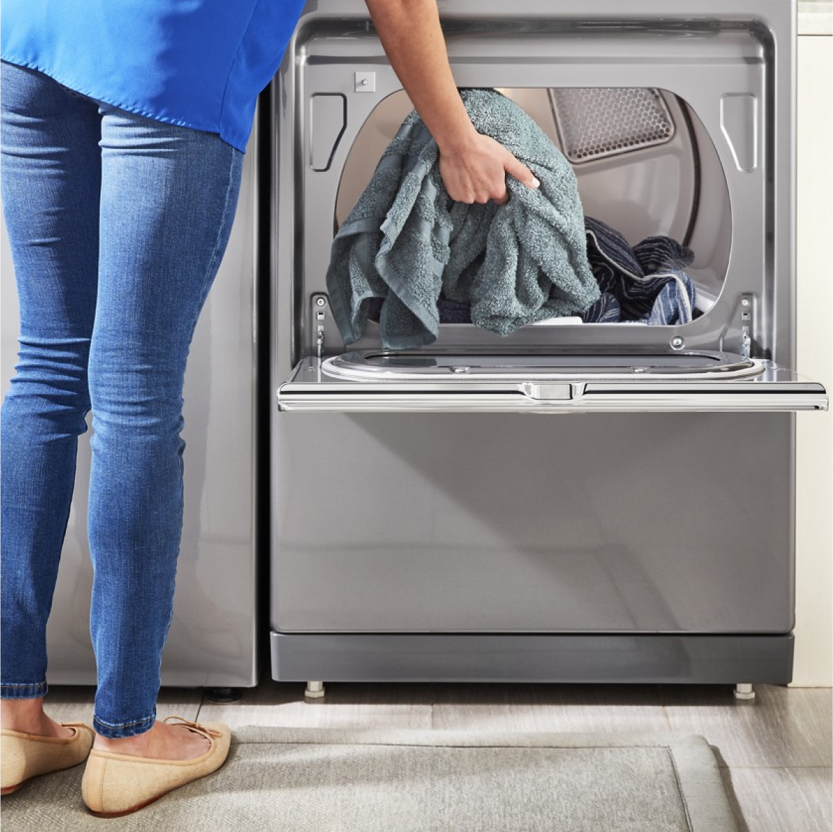 Alt View 8. Maytag - Maytag - 7.4 Cu. Ft. Smart Electric Dryer with Steam and Extra Power Button - Metallic Slate - Metallic Slate.