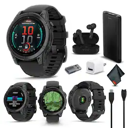 Garmin - fenix E – 47 mm, AMOLED, Slate Gray Steel with Black Silicone Band Bundle - Black - (2025)
