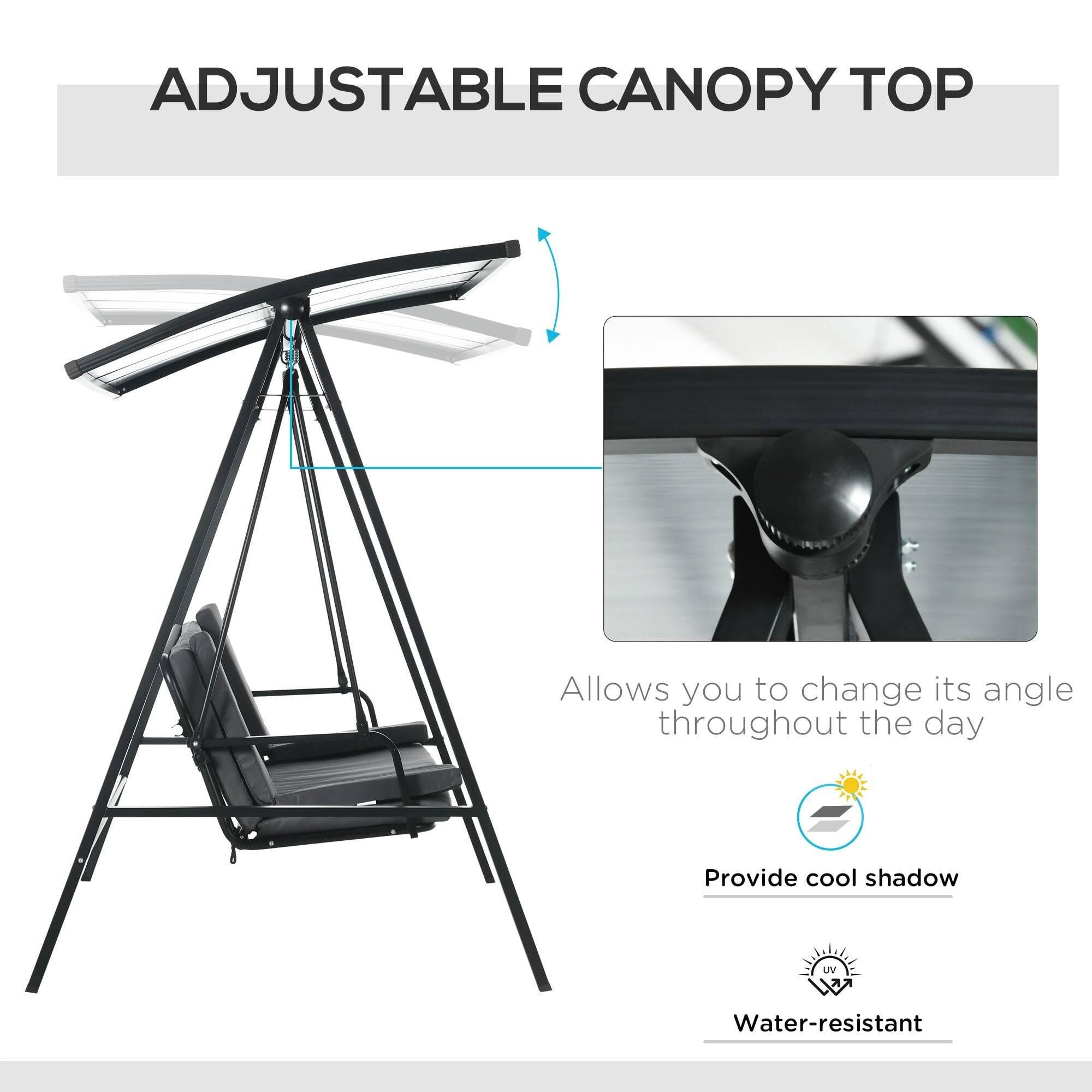 ADJUSTABLE CANOPY TOP

Allows you to change its angle throughout the day

Provides cool shadow

UV Water-resistant