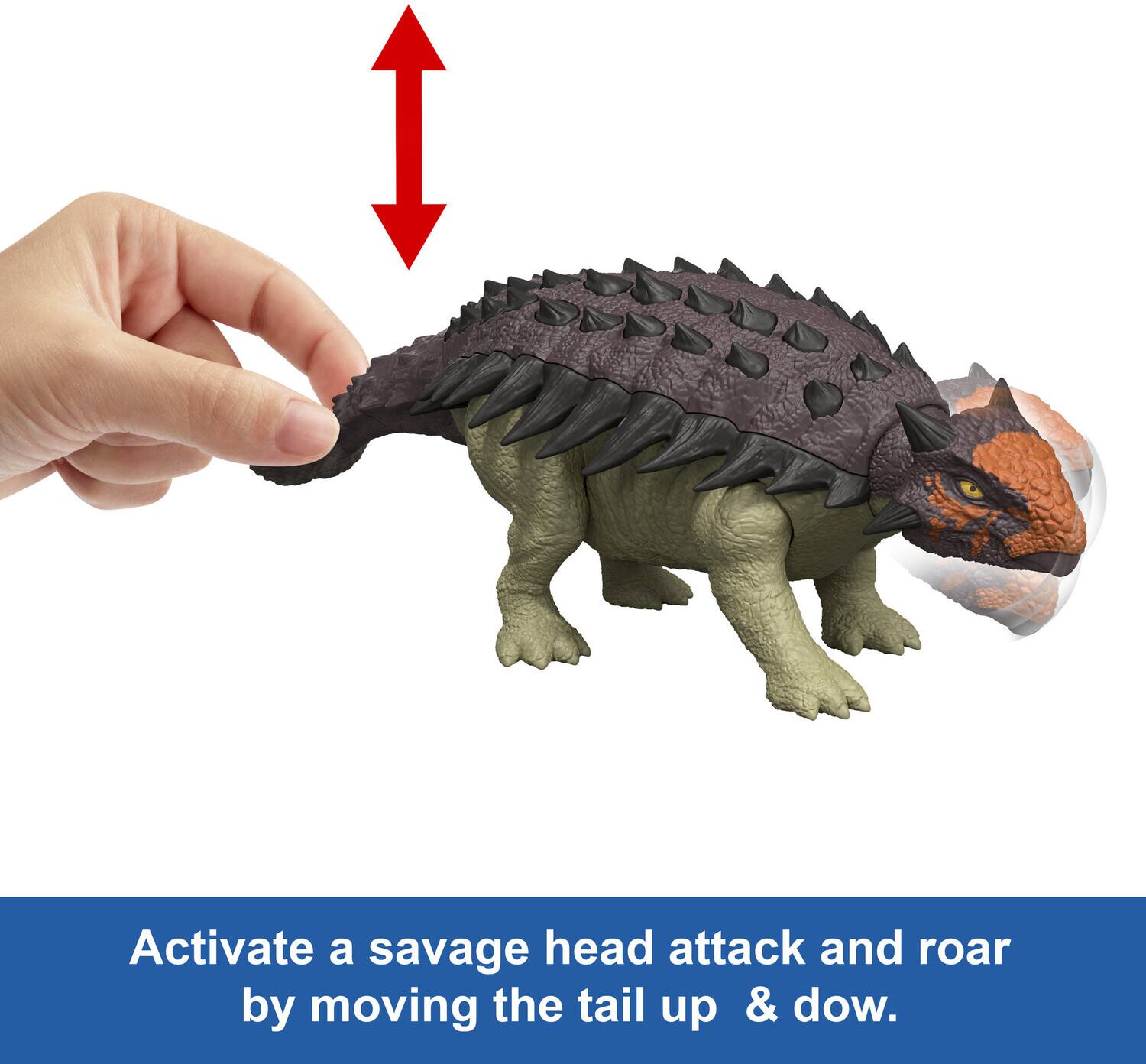 Activate a savage head attack and roar by moving the tail up & down.