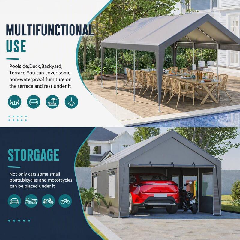 MULTIFUNCTIONAL USE  
Poolside, Deck, Backyard, Terrace  
You can cover some non-waterproof furniture on the terrace and rest under it  

STORAGE  
Not only cars, some small boats, bicycles and motorcycles can be placed under it